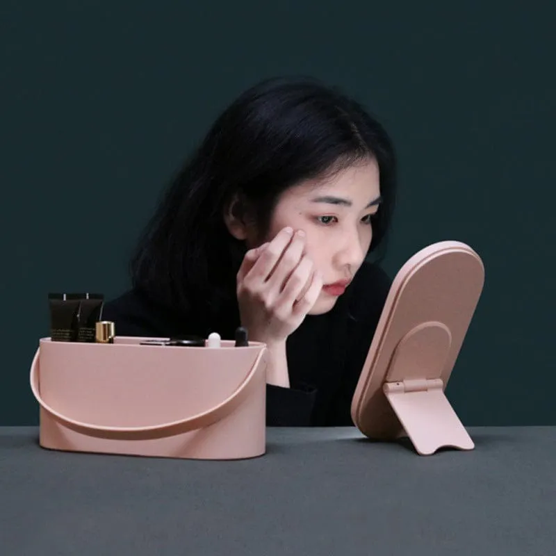 Makeup Organizer Box With LED Light Mirror