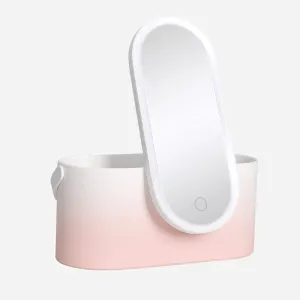 Makeup Organizer Box With LED Light Mirror