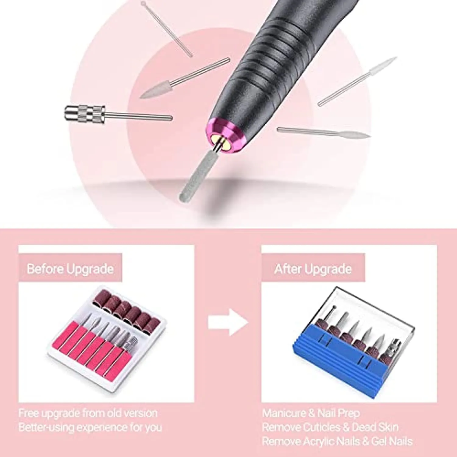 MelodySusie Electric Nail Drill, Portable Electric Nail Drill Machine for Acrylic Gel Nails, Professional Efile E File Manicure Pedicure Polishing Shape Tools for Home Salon Use, Grey