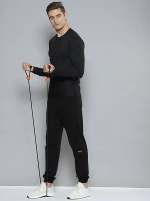 Men Black & Grey Striped Anti Odour Gym T-shirt