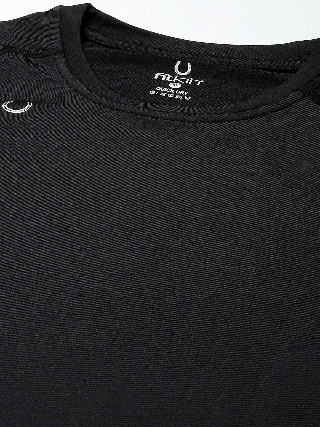 Men Black & Grey Striped Anti Odour Gym T-shirt