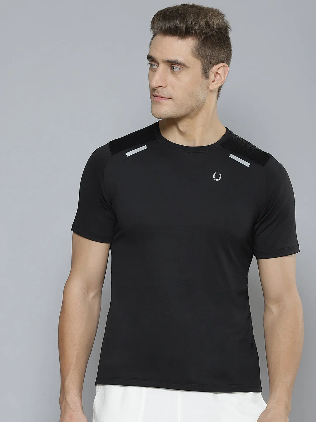 Men Black Anti Odour Gym T-shirt