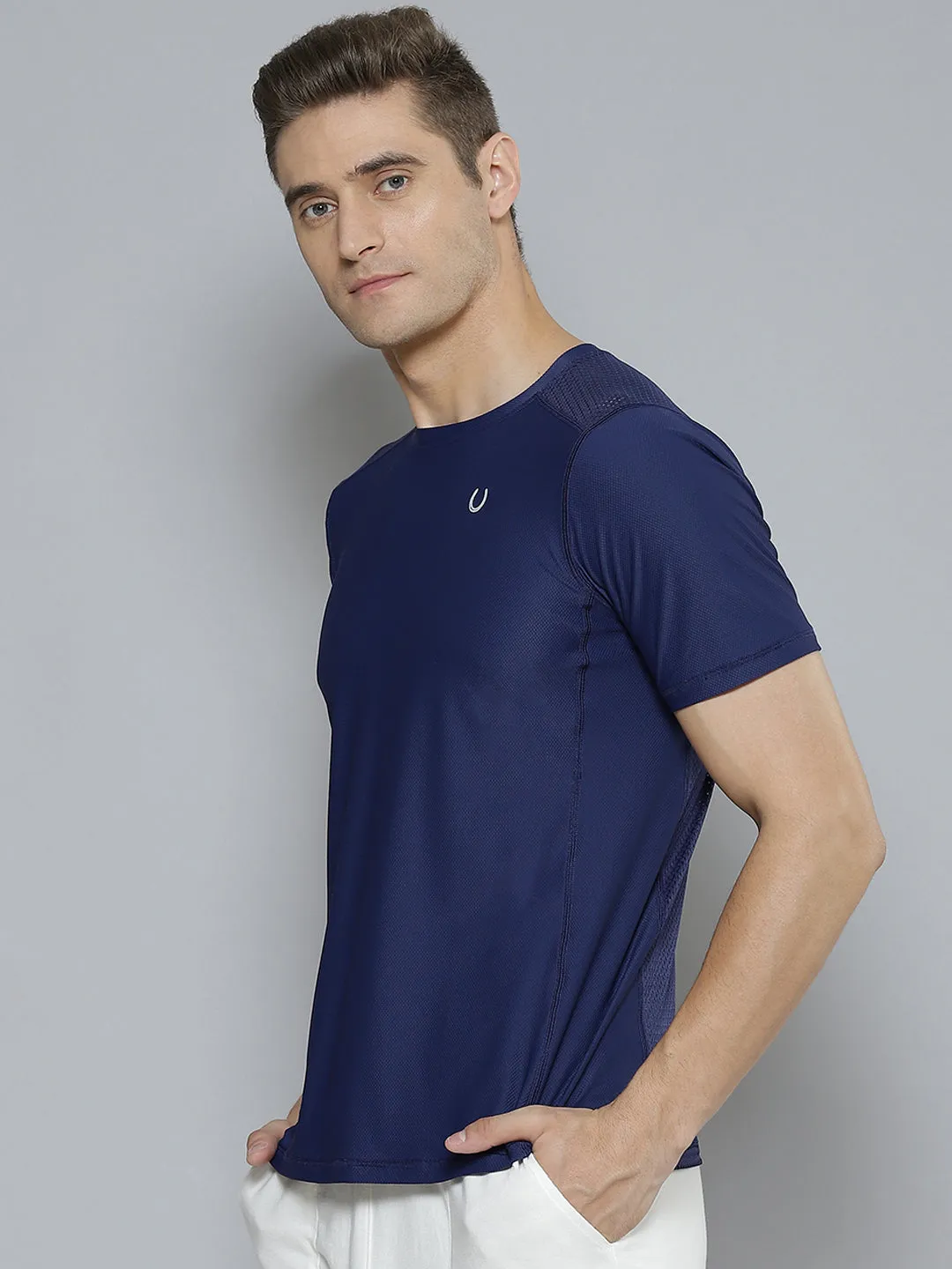 Men Blue Anti Odour Gym T-shirt