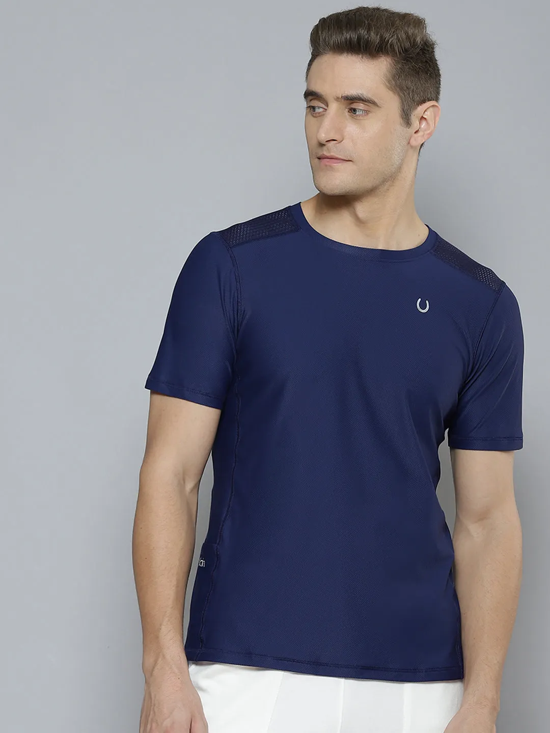 Men Blue Anti Odour Gym T-shirt