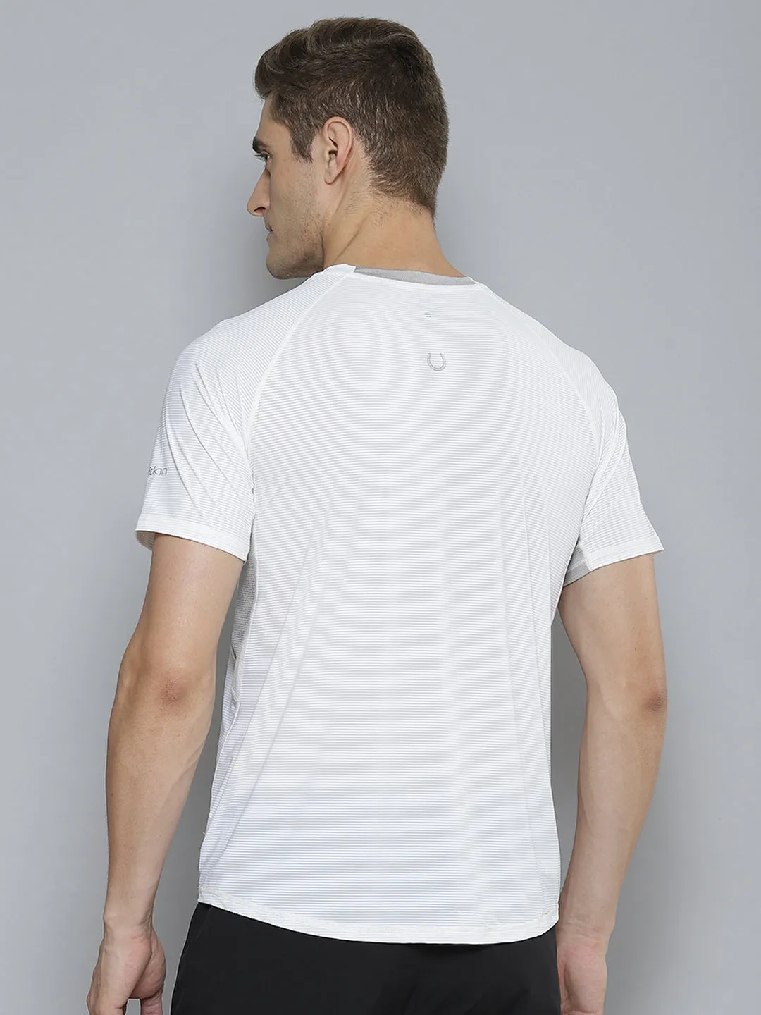 Men White & Grey Anti Odour Gym T-shirt