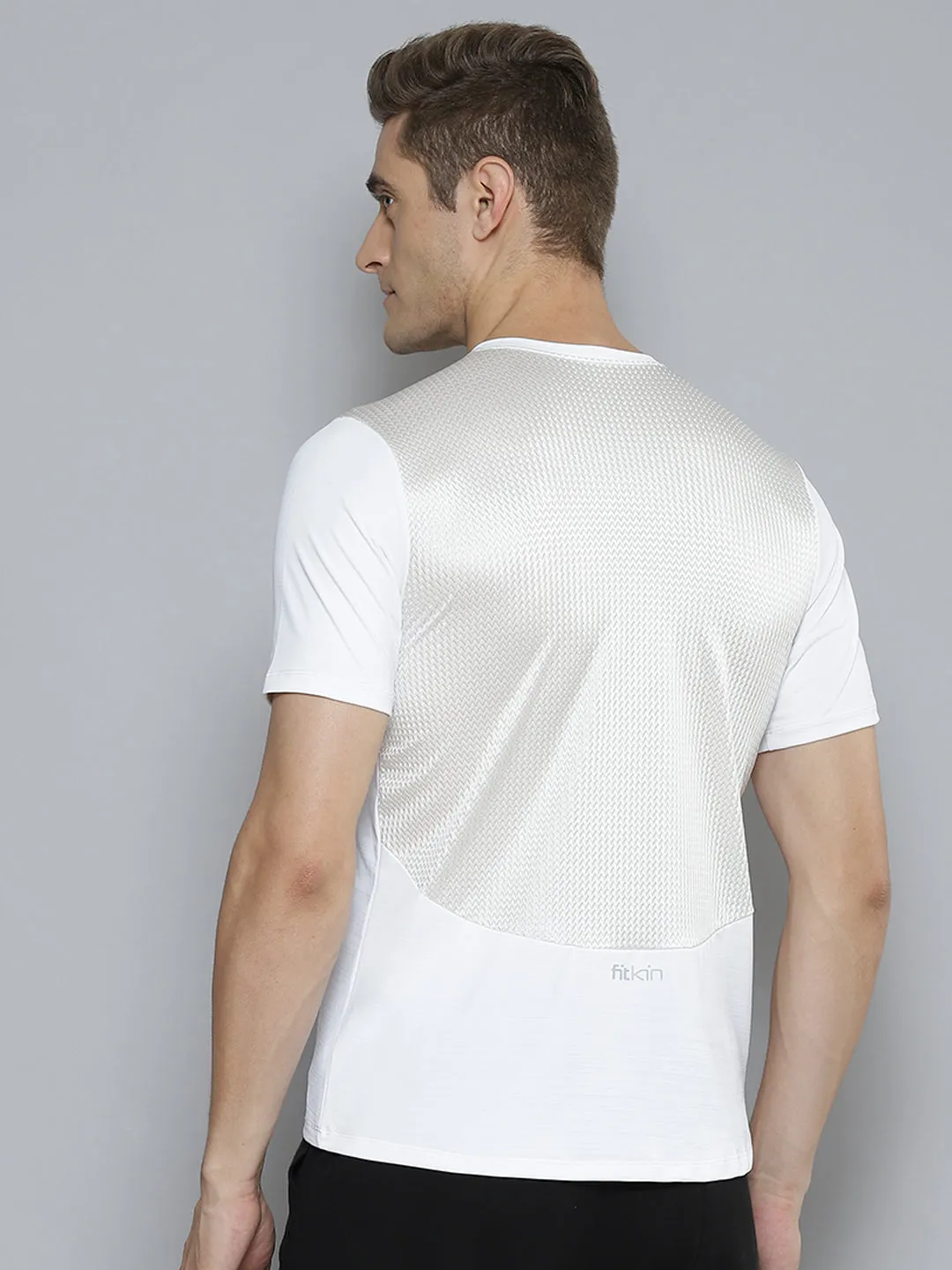Men White & Grey Anti Odour Gym T-shirt