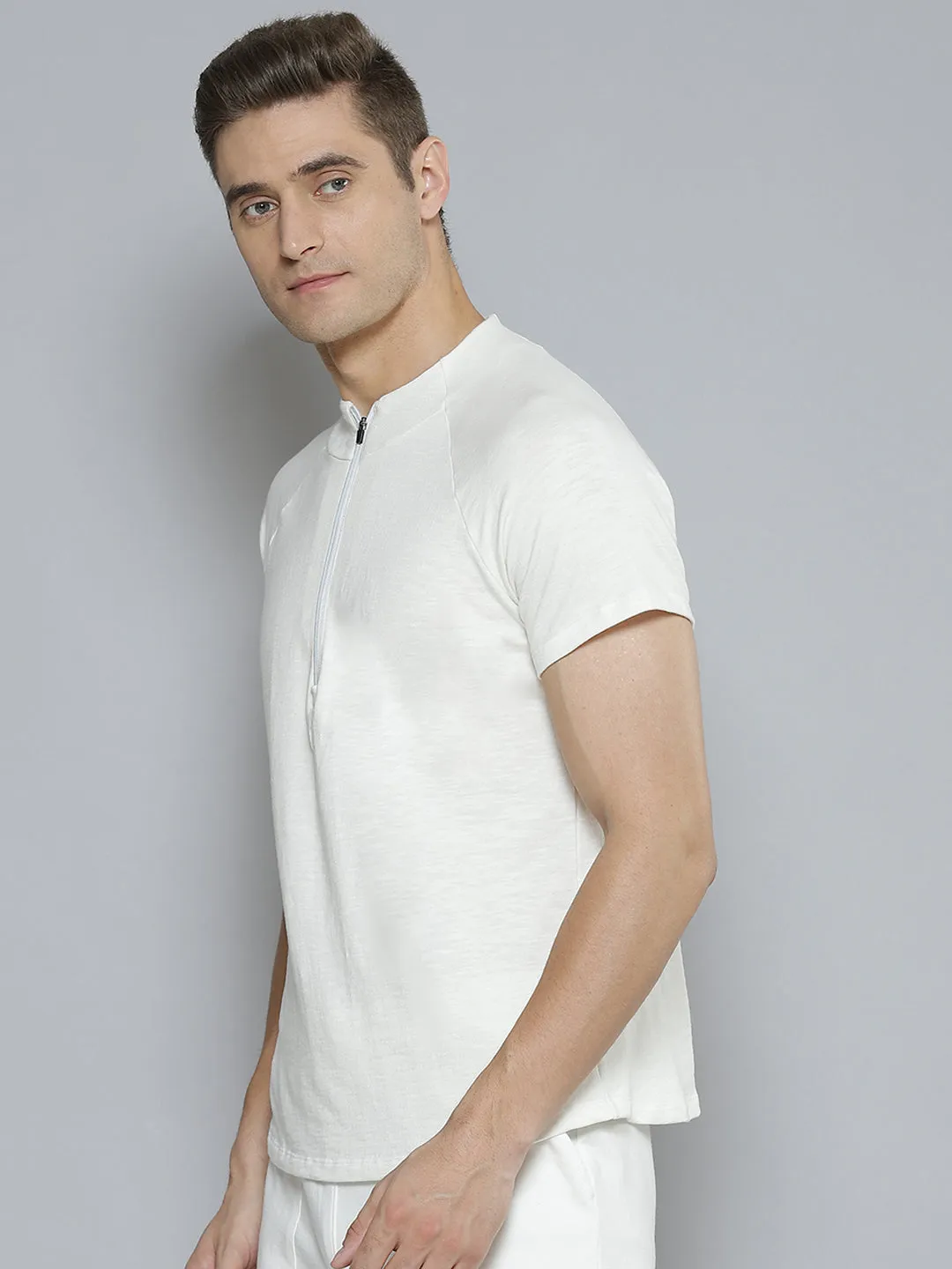 Men White Organic Cotton Anti Odour Gym T-shirt