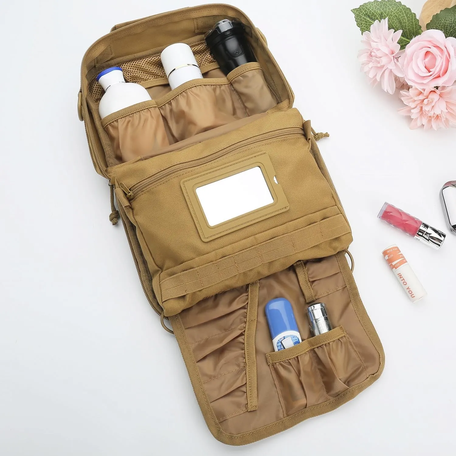 Mens Tactical Travel Toiletry Bag, Hanging Shaving Hygiene Bag