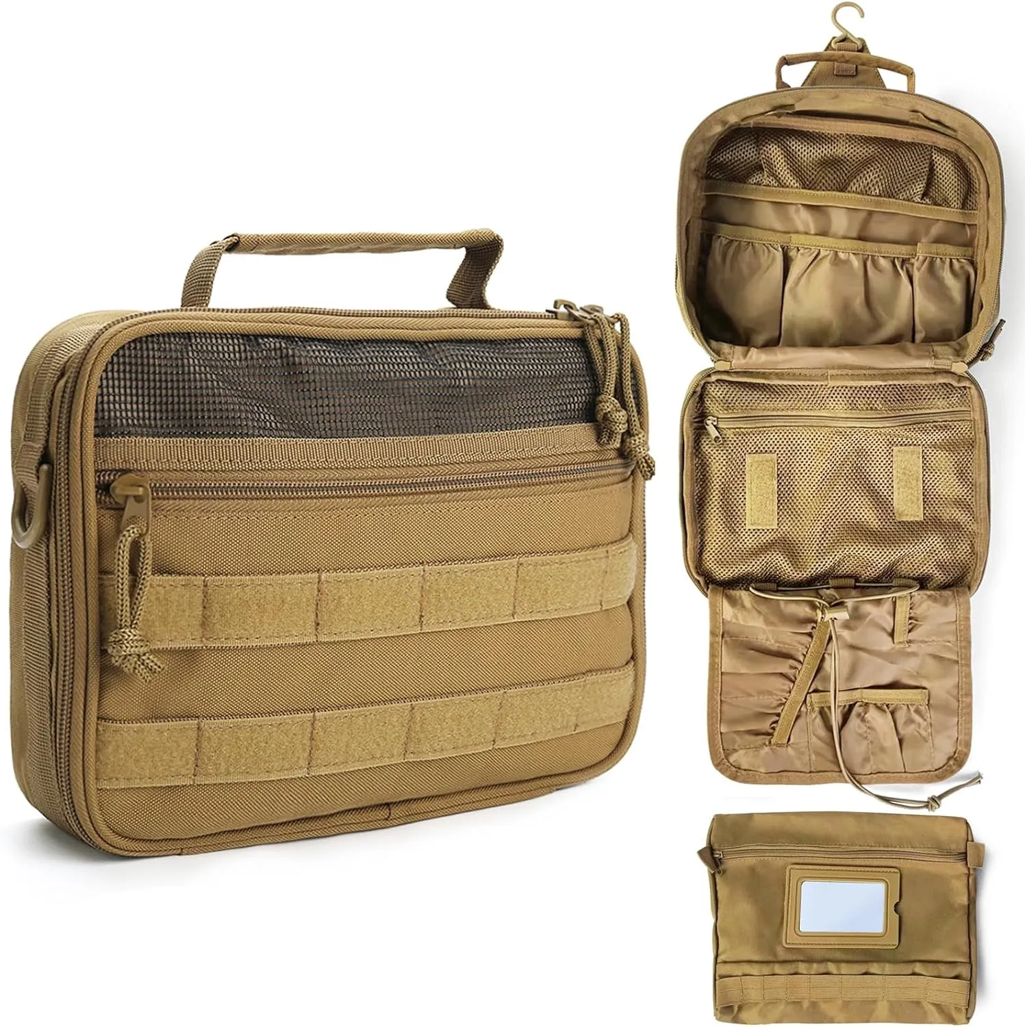 Mens Tactical Travel Toiletry Bag, Hanging Shaving Hygiene Bag