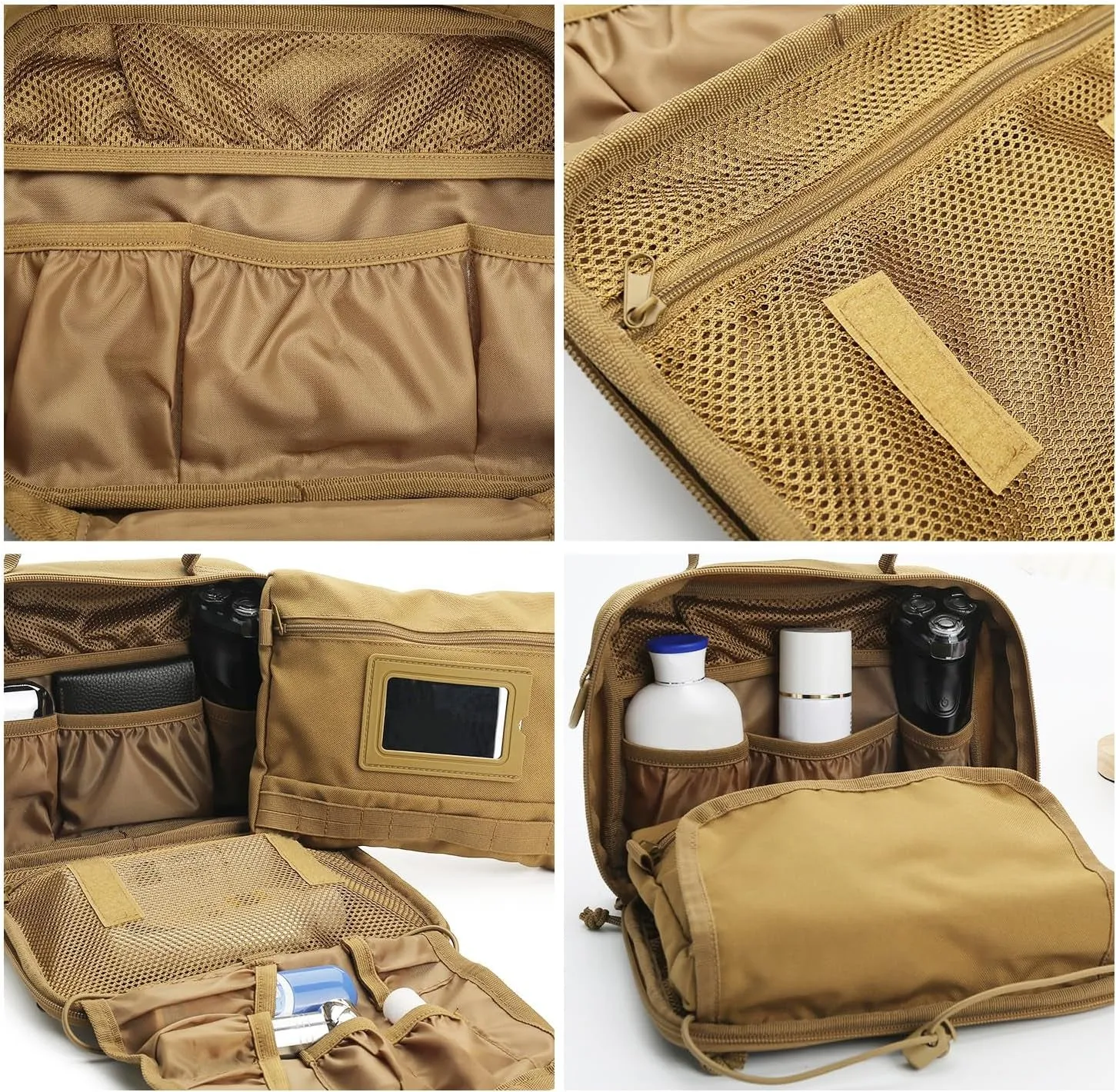 Mens Tactical Travel Toiletry Bag, Hanging Shaving Hygiene Bag