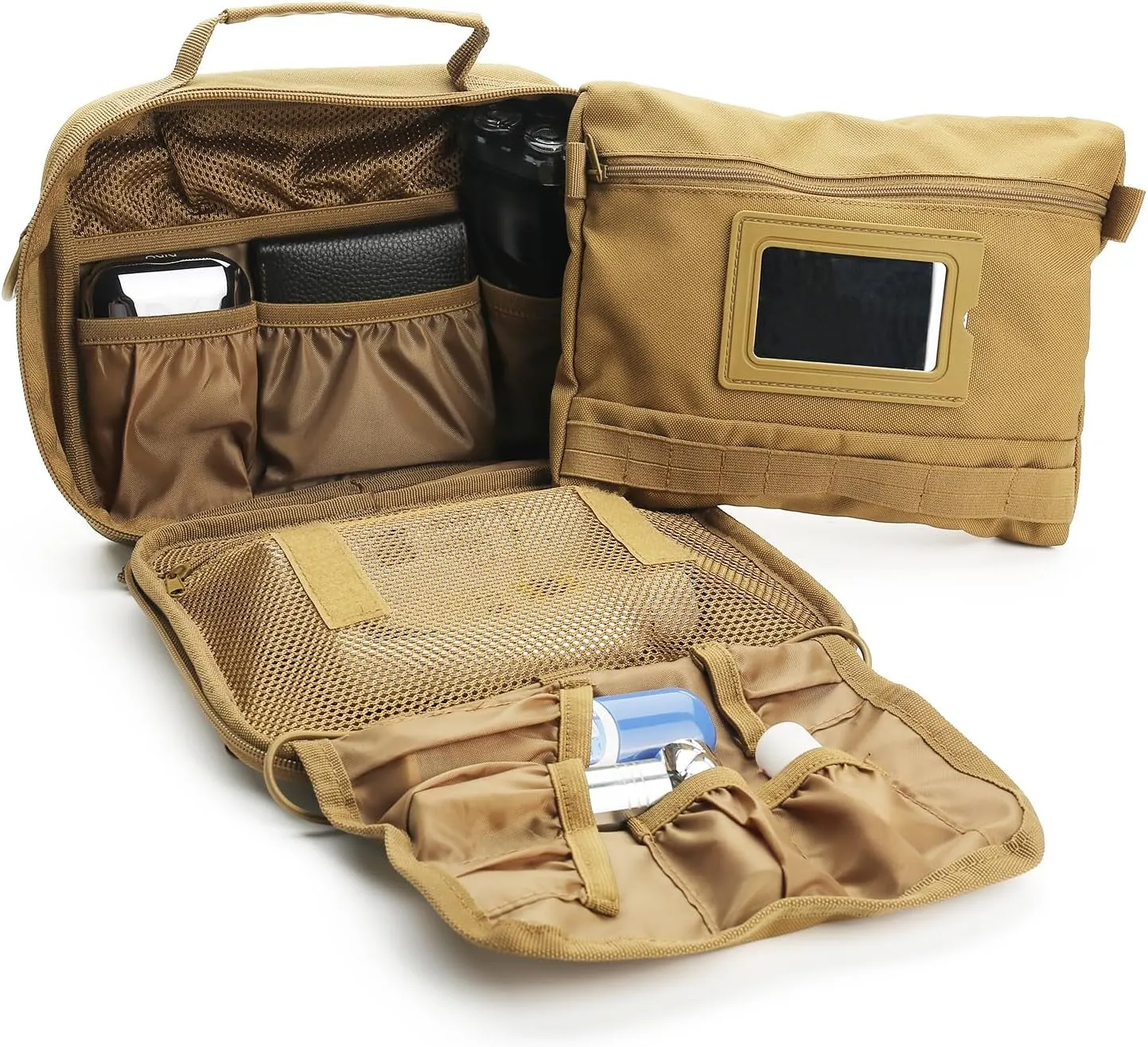 Mens Tactical Travel Toiletry Bag, Hanging Shaving Hygiene Bag