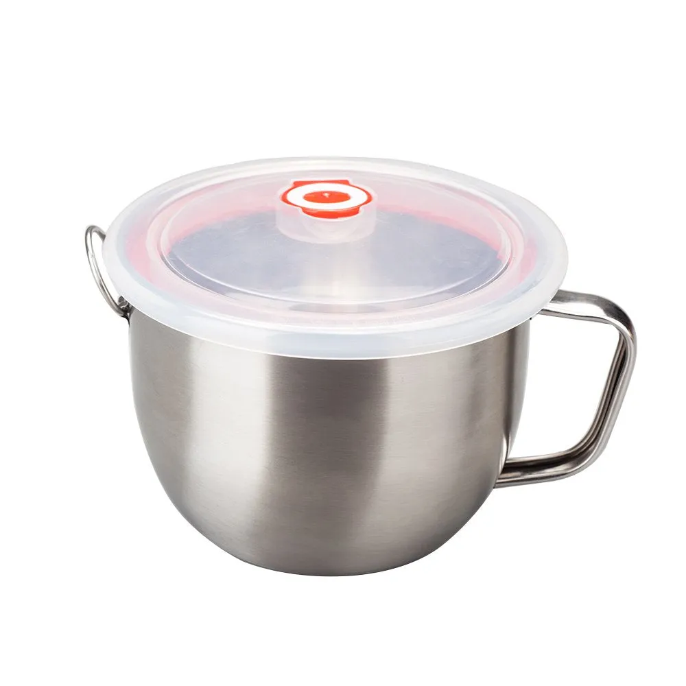 Mirenlife 18/8 Stainless Steel Leak Proof Food Storage Container with Handle and Lid, Snack Bowl, Stainless Steel Bento Lunch Box, Soup Bowl, Noodle Pot, Ramen Cooker, Induction Cooker Directly
