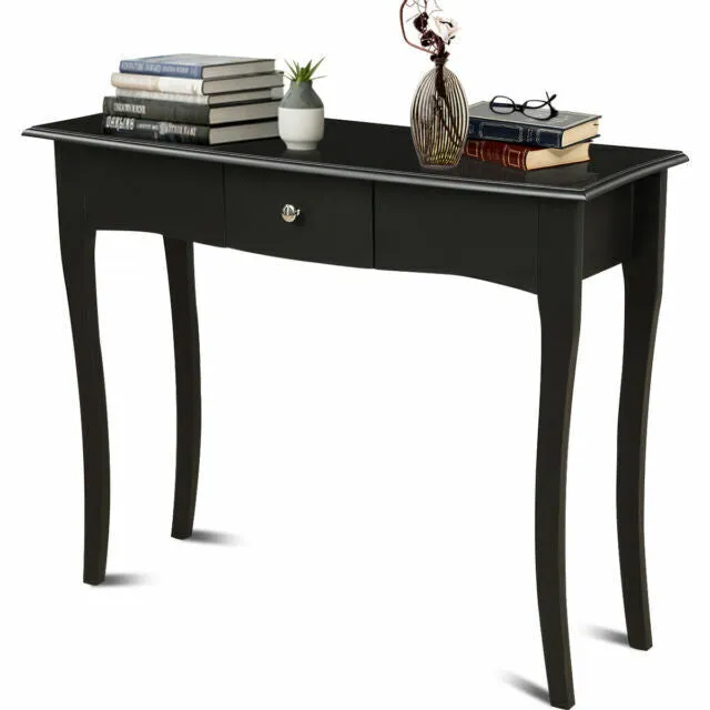 Modern Multifunctional Console Table with Storage Drawer - Color: Black