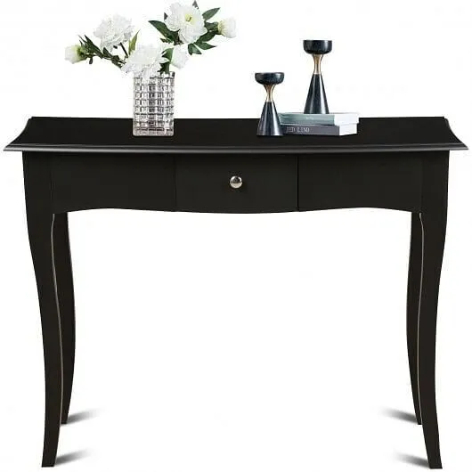 Modern Multifunctional Console Table with Storage Drawer - Color: Black