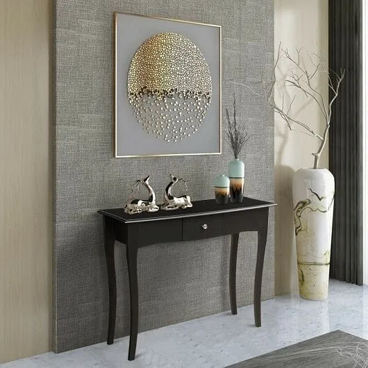 Modern Multifunctional Console Table with Storage Drawer - Color: Black