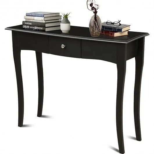 Modern Multifunctional Console Table with Storage Drawer - Color: Black