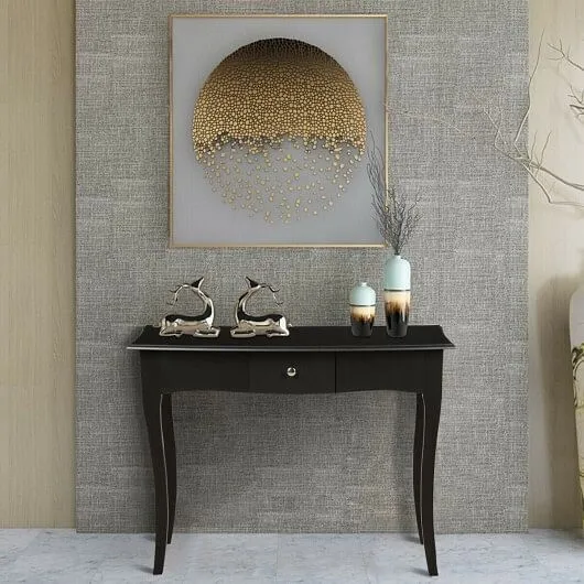 Modern Multifunctional Console Table with Storage Drawer - Color: Black