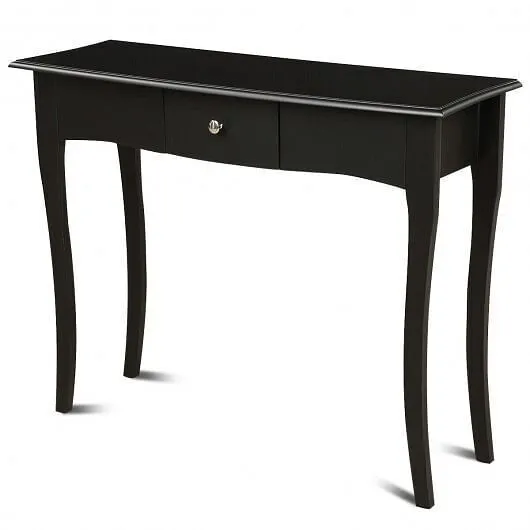 Modern Multifunctional Console Table with Storage Drawer - Color: Black