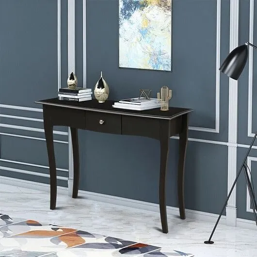 Modern Multifunctional Console Table with Storage Drawer - Color: Black