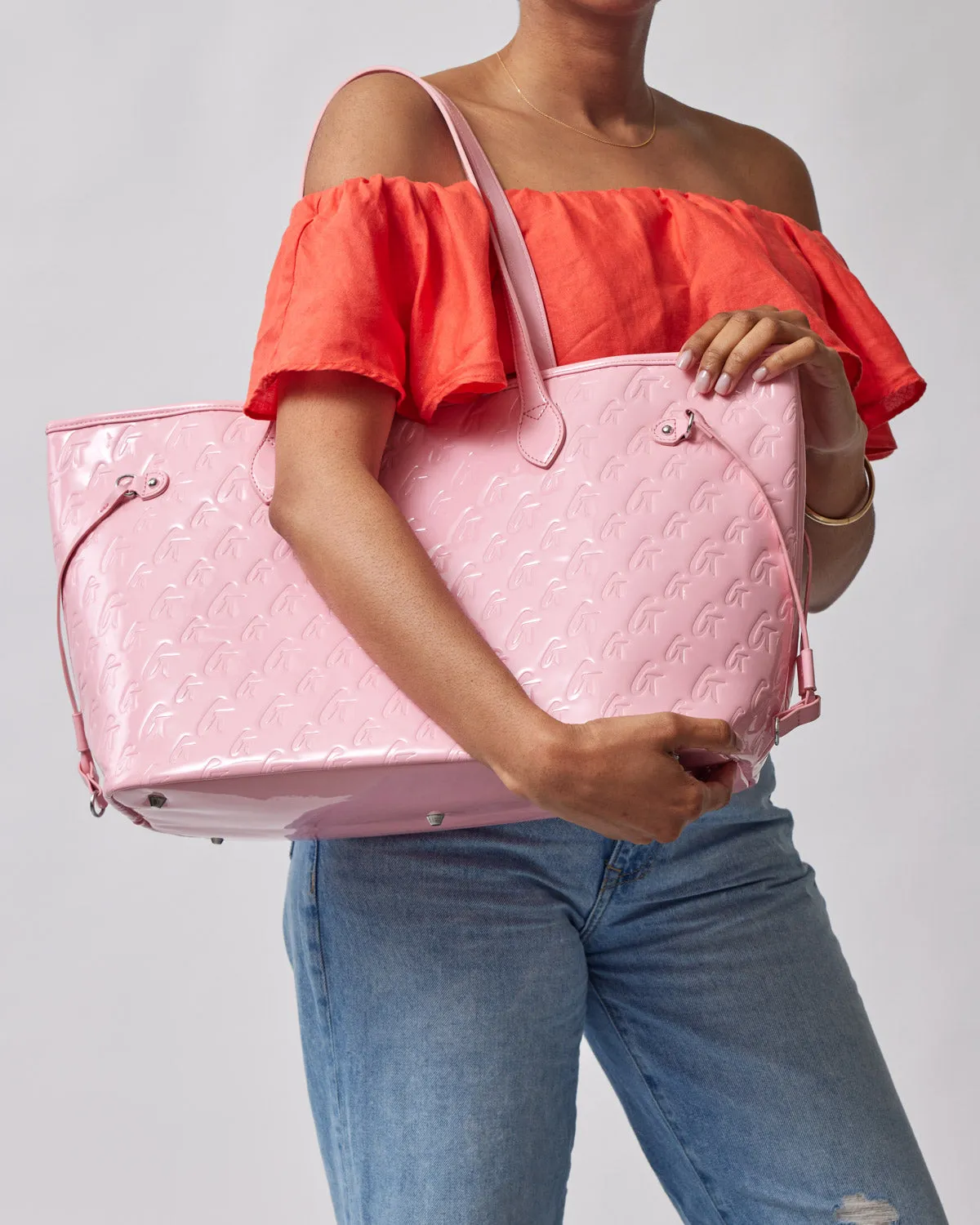 MONOGRAM GLAM TOTE - MIRROR PINK