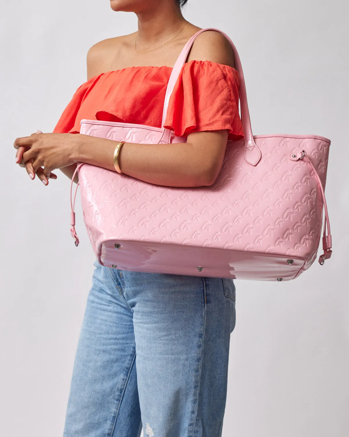 MONOGRAM GLAM TOTE - MIRROR PINK