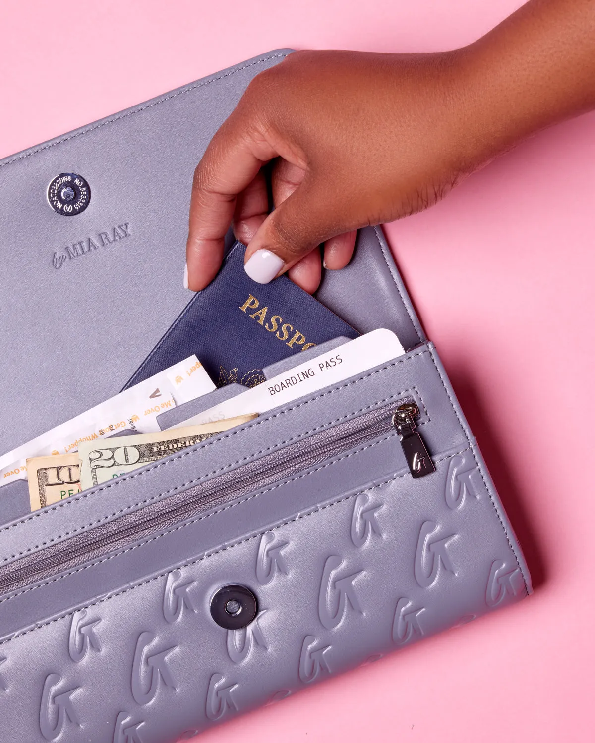 MONOGRAM TRAVEL WALLET - GRAY