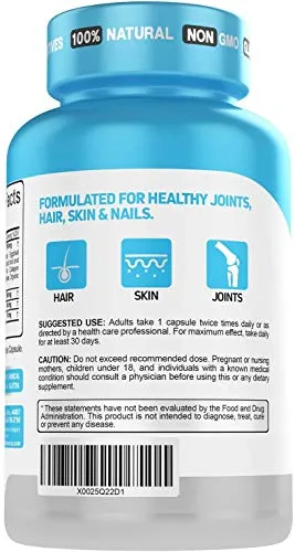 Multi Collagen Pills   Turmeric Curcumin Complex Capsules - Type I, II, III, V &amp; X Ultimate Joint Pain, Skin Enhancing for Women and Men 90 Vegan