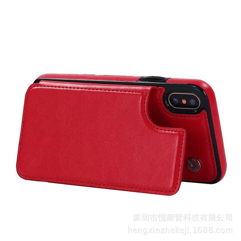 Multifunction Magnetic Leather Wallet Case Card Slot Shockproof Full Protection Cover for iPhone X 7/8 7/8 Plus redEH1R