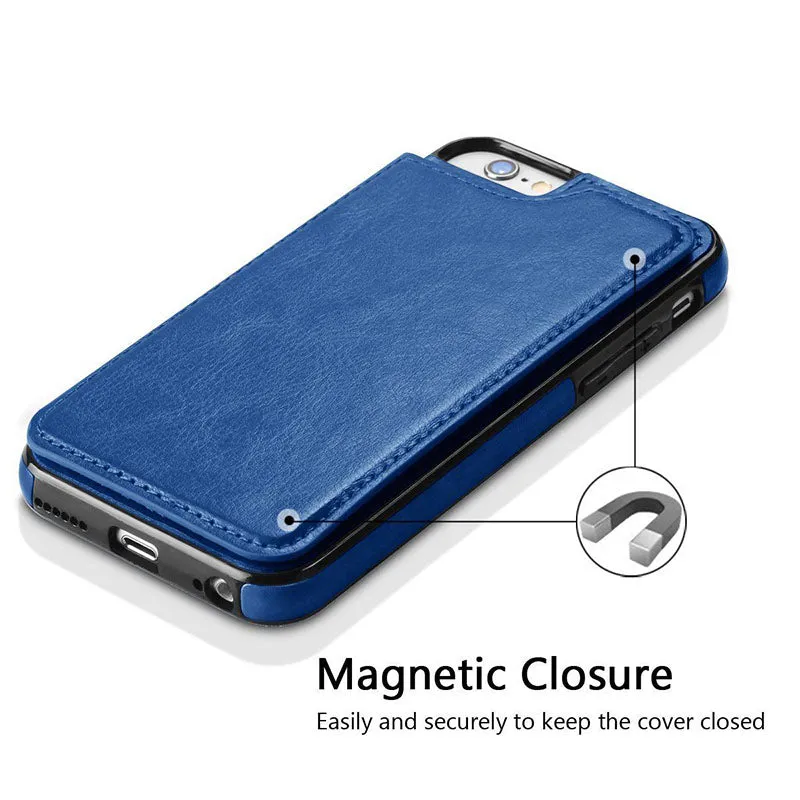 Multifunction Magnetic Leather Wallet Case Card Slot Shockproof Full Protection Cover for iPhone X 7/8 7/8 Plus redEH1R