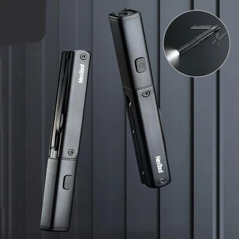 Multifunctional Tools 3 in 1  Scissors Knife USB Rechargeable Flashlight