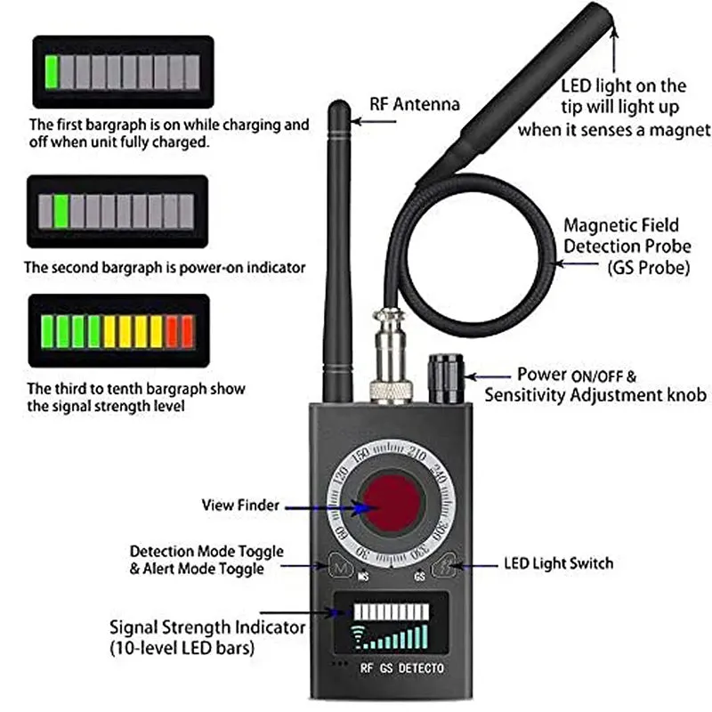 Multipurpose Cordless Anti Spy Camera Detector