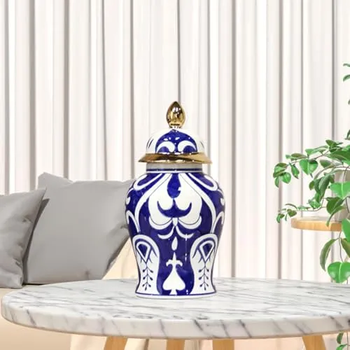 MYADDICTION Ceramic Ginger Jar Vase Decor Porcelain Decor Jar for Table Wedding Interior