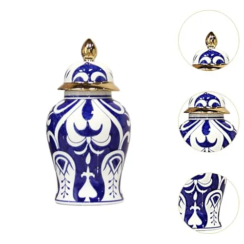 MYADDICTION Ceramic Ginger Jar Vase Decor Porcelain Decor Jar for Table Wedding Interior