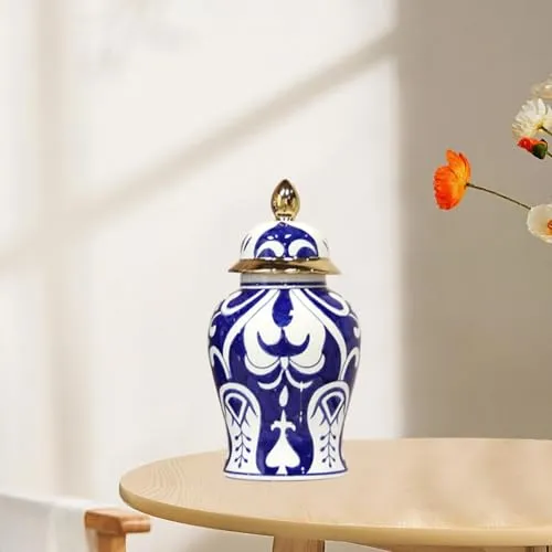 MYADDICTION Ceramic Ginger Jar Vase Decor Porcelain Decor Jar for Table Wedding Interior