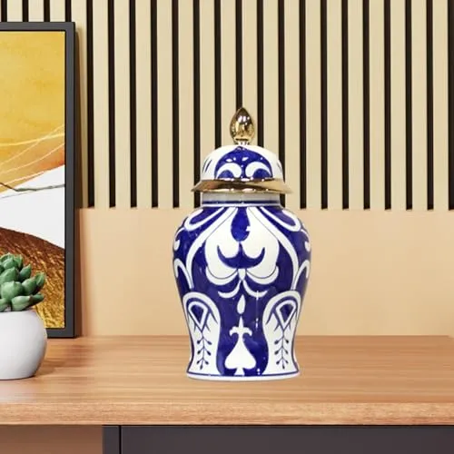 MYADDICTION Ceramic Ginger Jar Vase Decor Porcelain Decor Jar for Table Wedding Interior