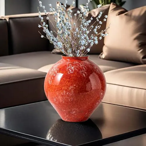 MYADDICTION Red Ceramic Vase Modern Flower Vases for Anniversary Centerpiece Living Room L