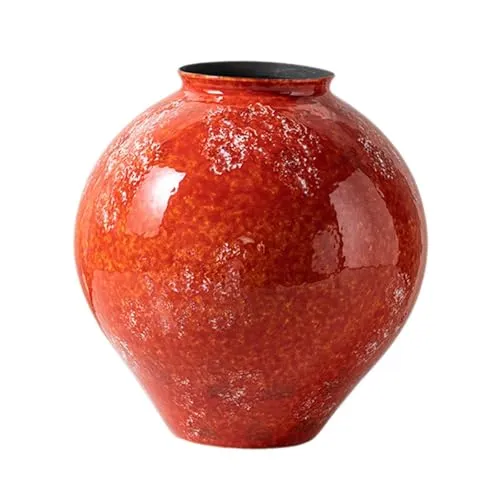 MYADDICTION Red Ceramic Vase Modern Flower Vases for Anniversary Centerpiece Living Room L