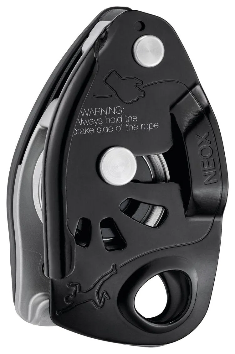 Neox - black, belay device with cam-assisted blocking