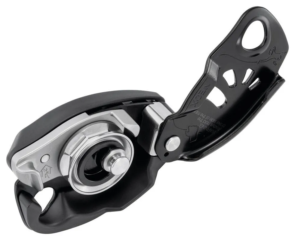 Neox - black, belay device with cam-assisted blocking
