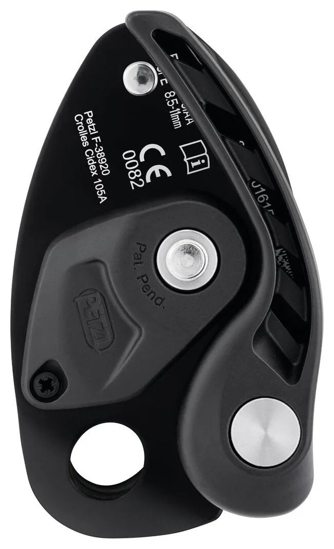 Neox - black, belay device with cam-assisted blocking