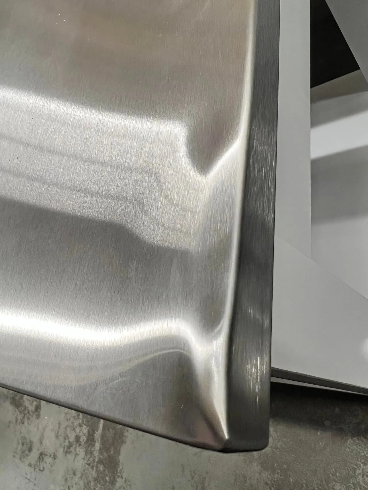 New Assembled ACME Ottawa Stainless Steel Top Kitchen Island in White! Has small ding on stainless front right corner from transport & small scratches on top! Retails $635  ON SALE!