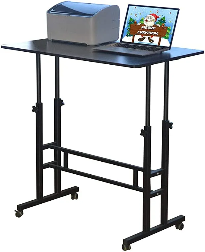 New in box! Akway Computer Desk Work from Home Table Bureau Debout Standing Desk with Wheels 39.4 x 23.6 inches Height Adjustable Desk Sit Stand Desk Rolling Cart, Black ZLD-100-HHT-CA