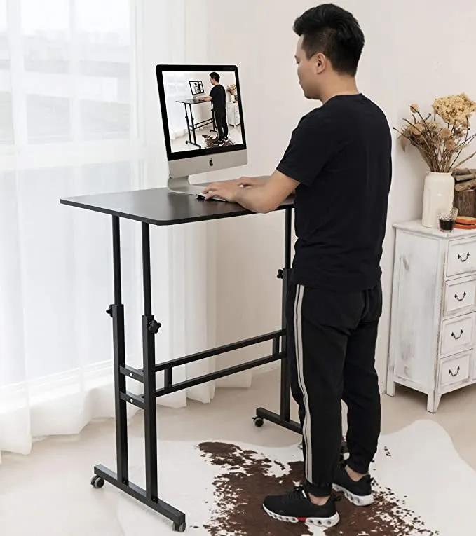 New in box! Akway Computer Desk Work from Home Table Bureau Debout Standing Desk with Wheels 39.4 x 23.6 inches Height Adjustable Desk Sit Stand Desk Rolling Cart, Black ZLD-100-HHT-CA