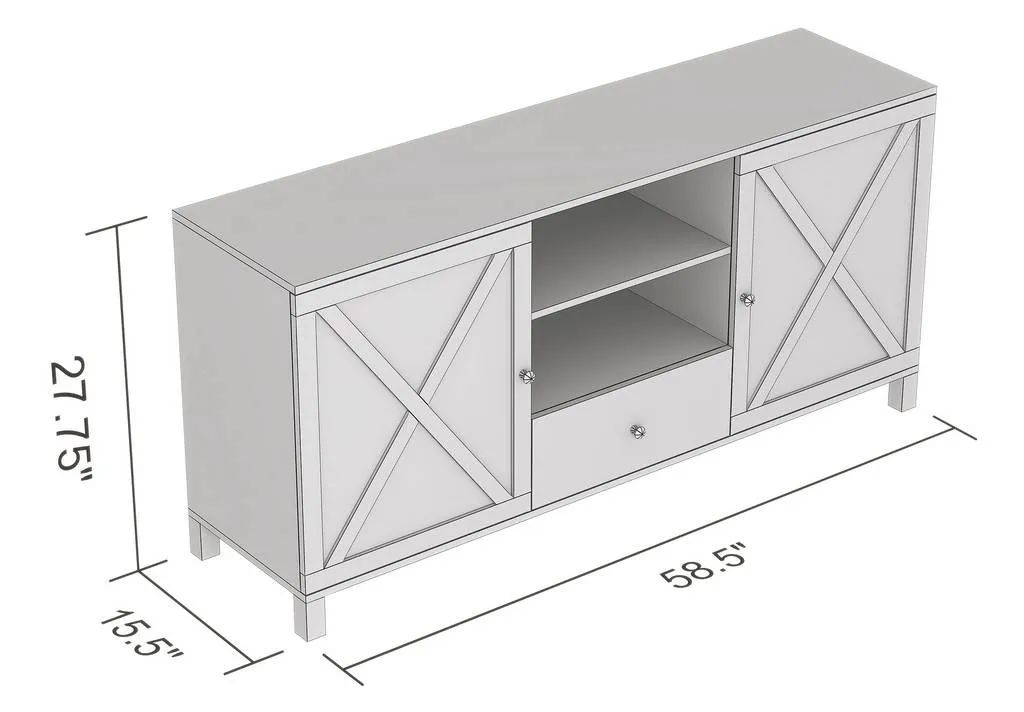 New in box! Modern Farmhouse inspired TV Stand-58"Long/Brown Reclaimed Wood with 4 Shelves and 1 Drawer for Living Room - Safdie & Co