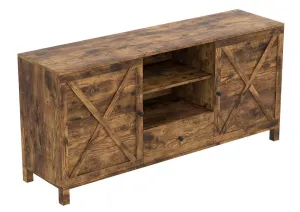 New in box! Modern Farmhouse inspired TV Stand-58"Long/Brown Reclaimed Wood with 4 Shelves and 1 Drawer for Living Room - Safdie & Co