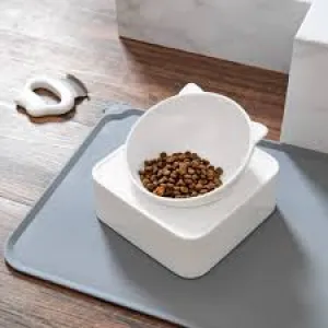 New in box! Peto Tilted Cat Bowl Raised Elevated Food Bowls Adjustable with Stand, white!