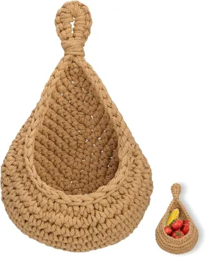 New KINBOM Jute Hanging Basket, Boho Fruit and Vegetable Baskets Decorative Hanging Basket for Bathroom, Kitchen and Bedroom (XL, 34 x 24 x 12.5 cm/13.4 x 9.4 x 4.9 inch)