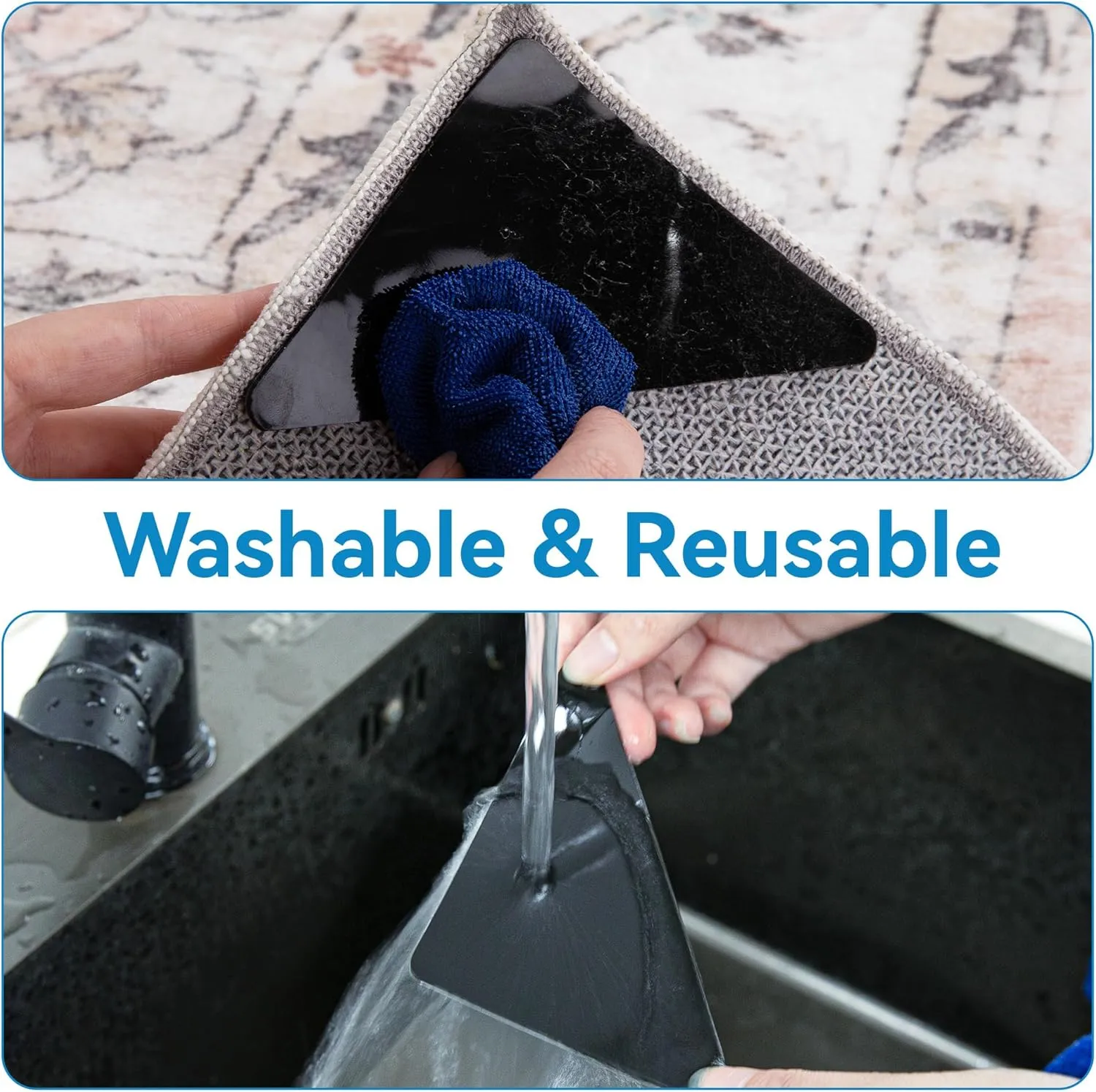 NEW Mcadore 4 Pack Rug Gripper Pads, Reusable and Washable Rug Gripper for Area Rugs
