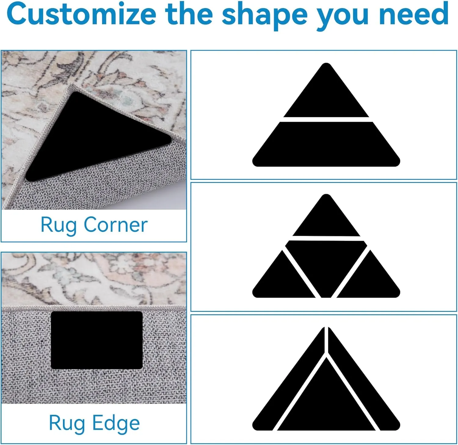 NEW Mcadore 4 Pack Rug Gripper Pads, Reusable and Washable Rug Gripper for Area Rugs