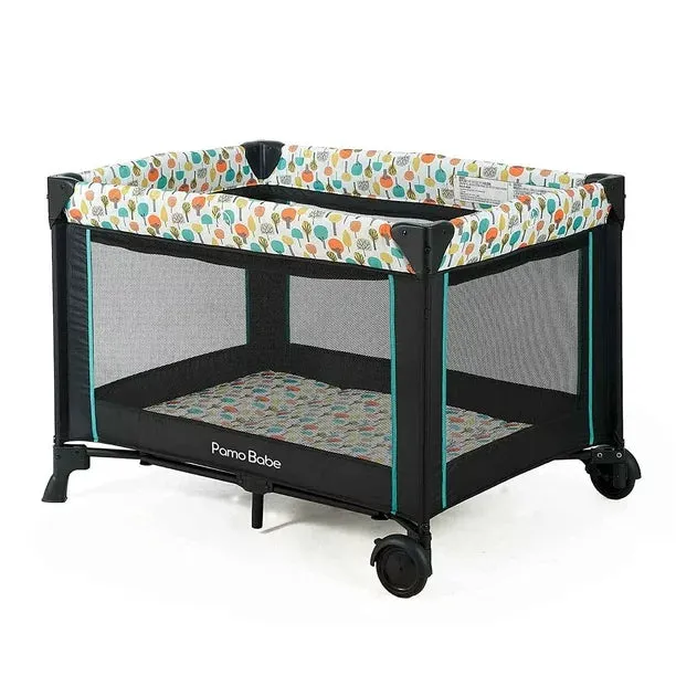 NEW Pamo Babe Bassinet Nursery Center Play Yard Crib w/ Changing Table, Grey & Blue, Retails $279 